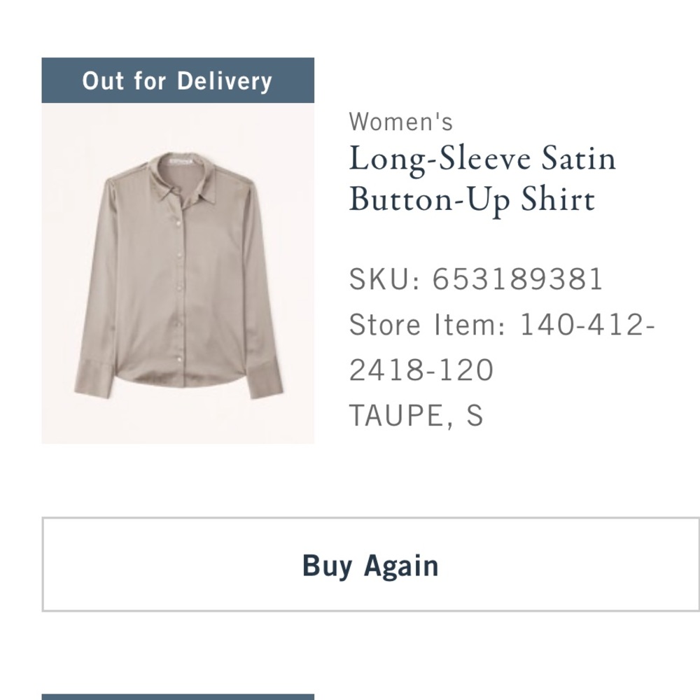 A&F Women’s Long-Sleeve Satin Button-Up Shirt